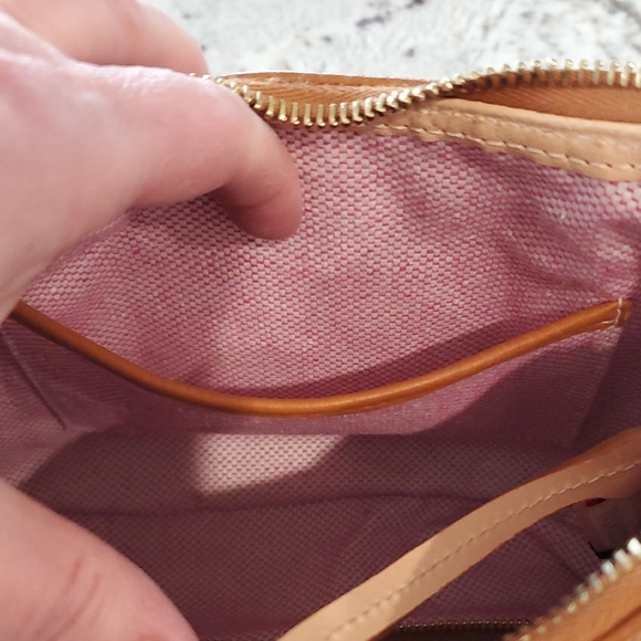 Dooney & Bourke Cognac Brown Pebbled Leather Crossbody Satchel Bag - Picture 9 of 17